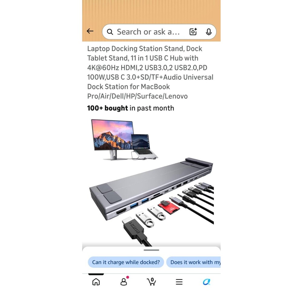 Mukiya 11-in-1 USB-C Laptop Docking Stand With 4k HDMI &PD100W Charging